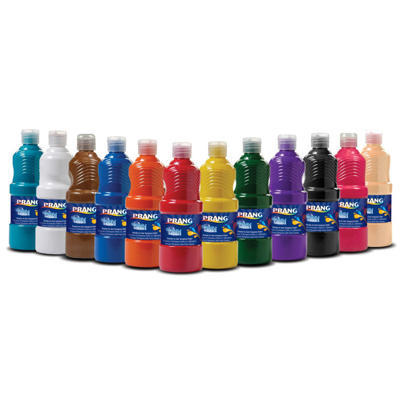 PRANG - Washable Tempera Paint, Assorted Colors, 12 Count