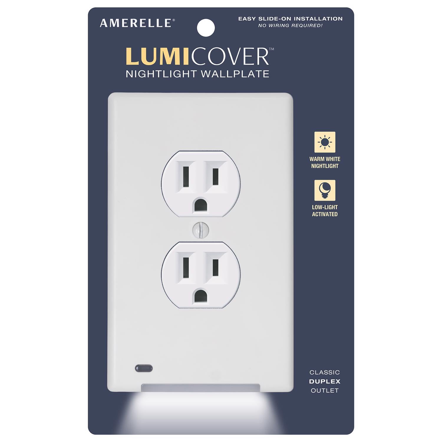 LumiCover Amerelle White 1 gang Plastic Decorator/Duplex Nightlight Wall Plate 1 pk