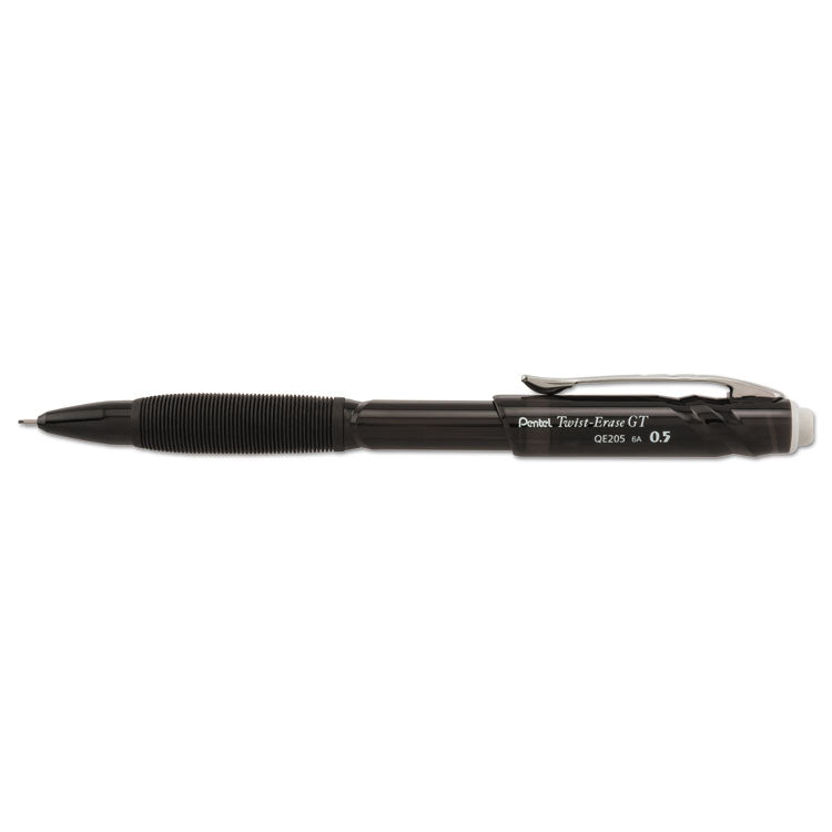 Pentel - Twist-Erase GT Pencils, 0.5 mm, HB (#2.5), Black Lead, Black Barrel