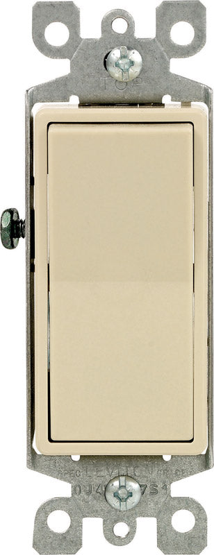 DECORA - Leviton Decora 15 amps Single Pole Rocker AC Quiet Switch Ivory 1 pk