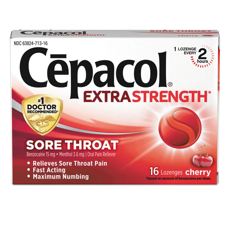 Cepacol - Extra Strength Sore Throat Lozenge, Cherry, 16/Box, 24 Boxes/Carton