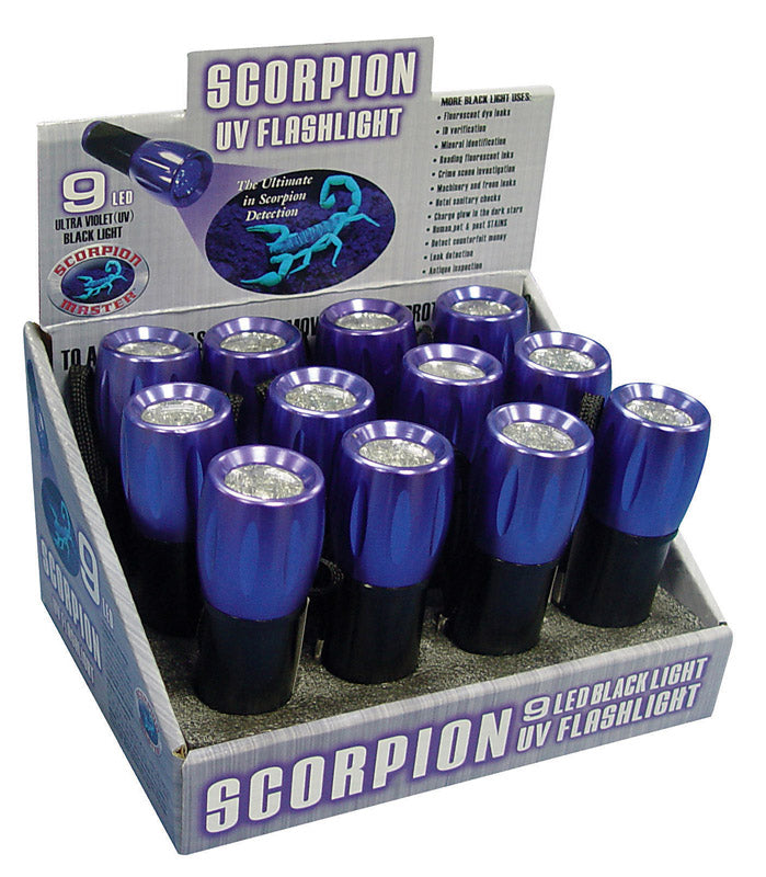 SCORPION - Scorpion 9 LED 54 lm Black/Purple LED UV Flashlight AAA Battery - Case of 12