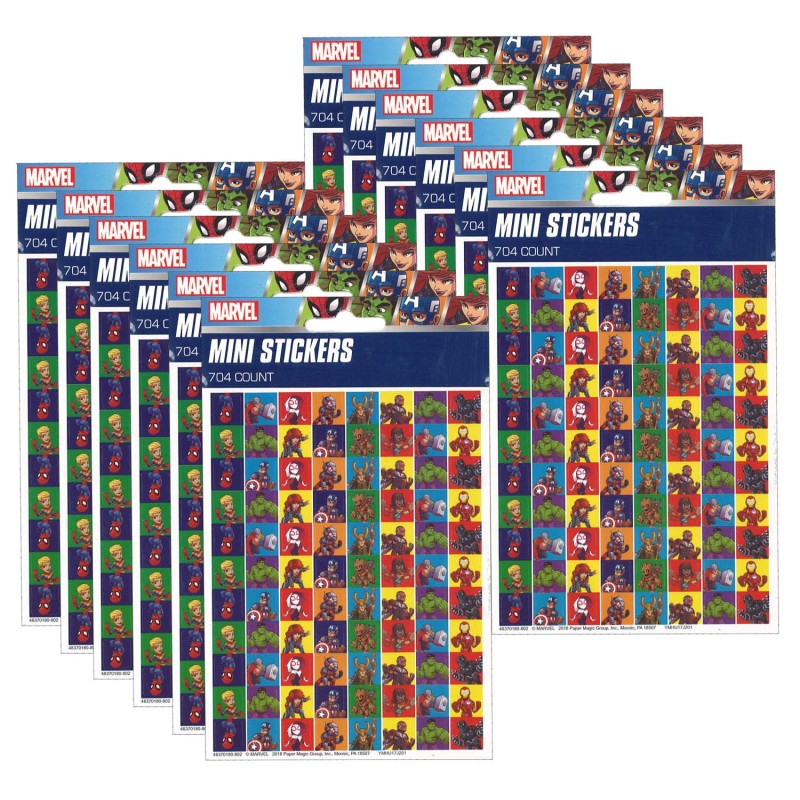 EUREKA - Marvel™ Super Hero Adventure Mini Stickers, 704 Per Pack, 12 Packs