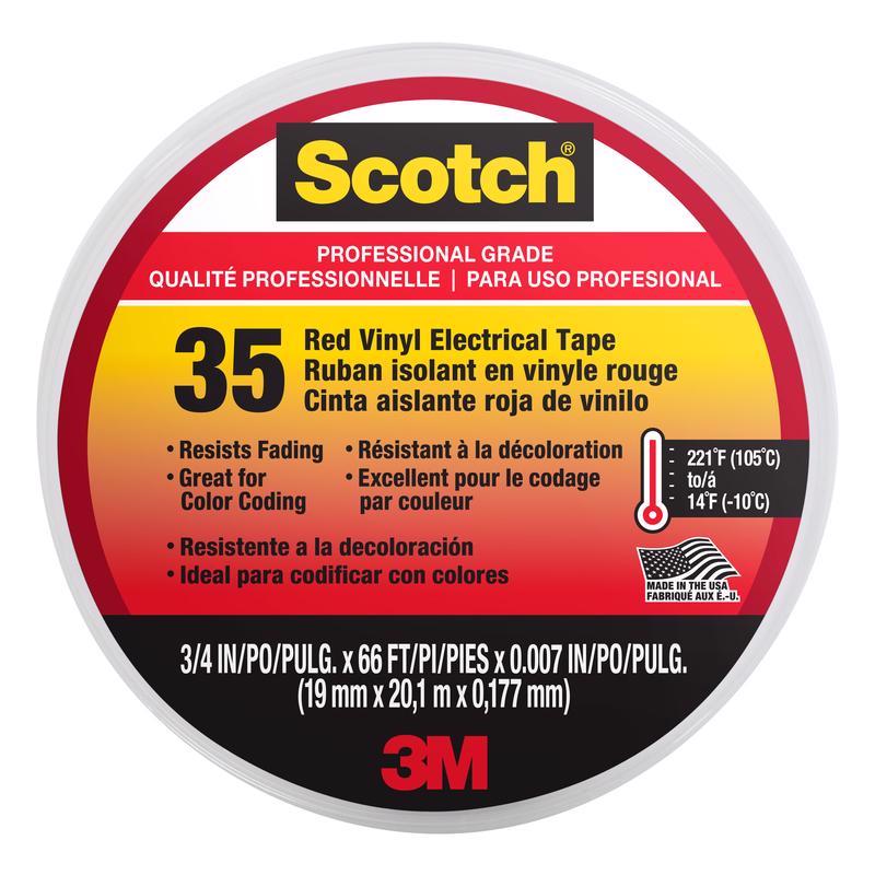 SCOTCH(R) - 3M Scotch 3/4 in. W X 66 ft. L Red Vinyl Electrical Tape - Case of 10