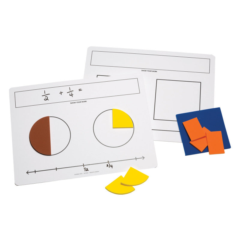 DIDAX - Write-On/Wipe-Off Fraction Mats, Set of 10