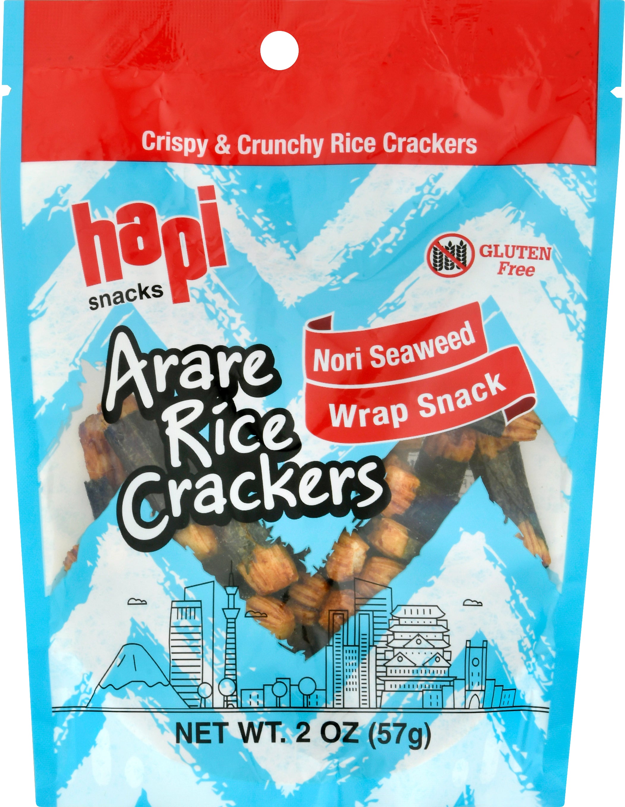 Hapi Wrap Snack Nori Seaweed Arare Rice Crackers 2 oz - Case of 12