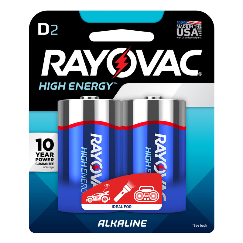 RAYOVAC - Rayovac High Energy D Alkaline Batteries 2 pk Carded
