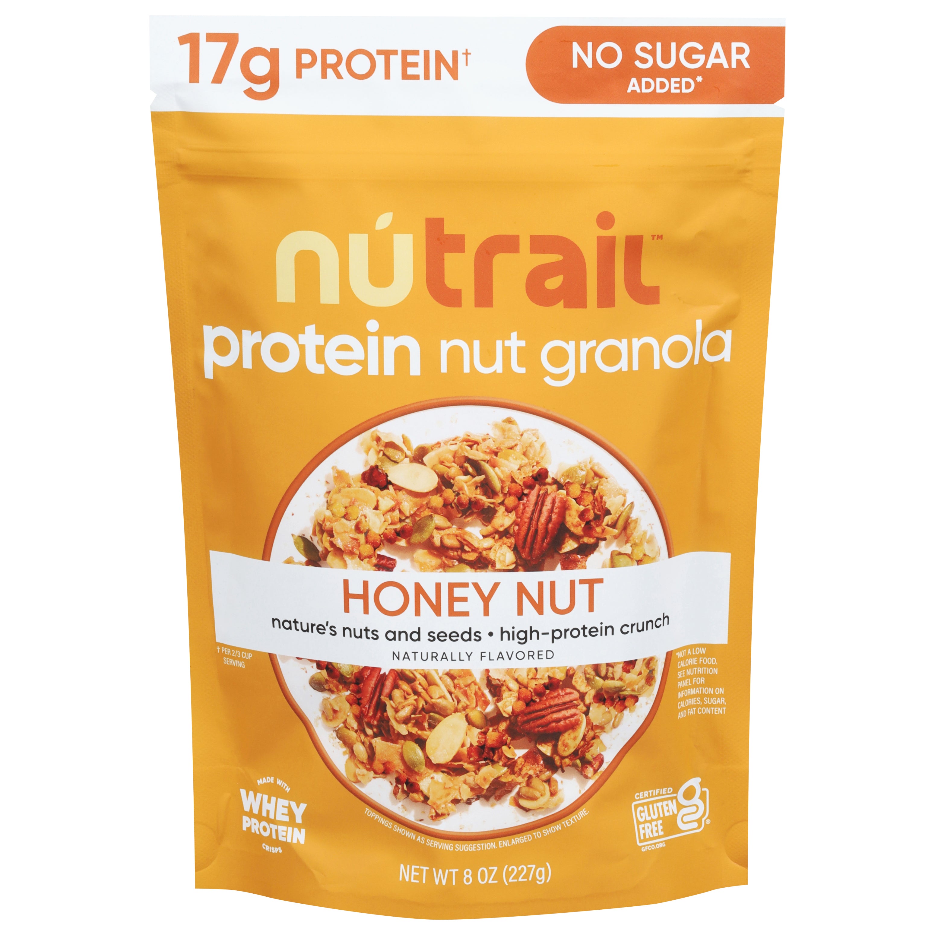 NuTrail Protein No Sugar Added Honey Nut Nut Granola 8 oz - Case of 6