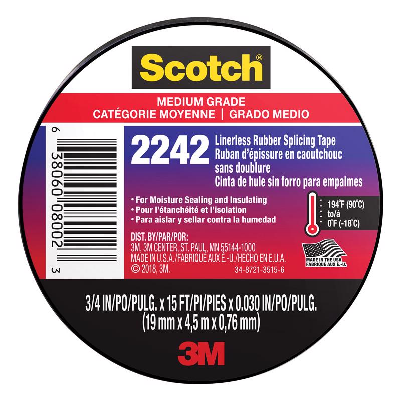 SCOTCH - Scotch 3/4 in. W X 15 ft. L Black Rubber Splicing Tape