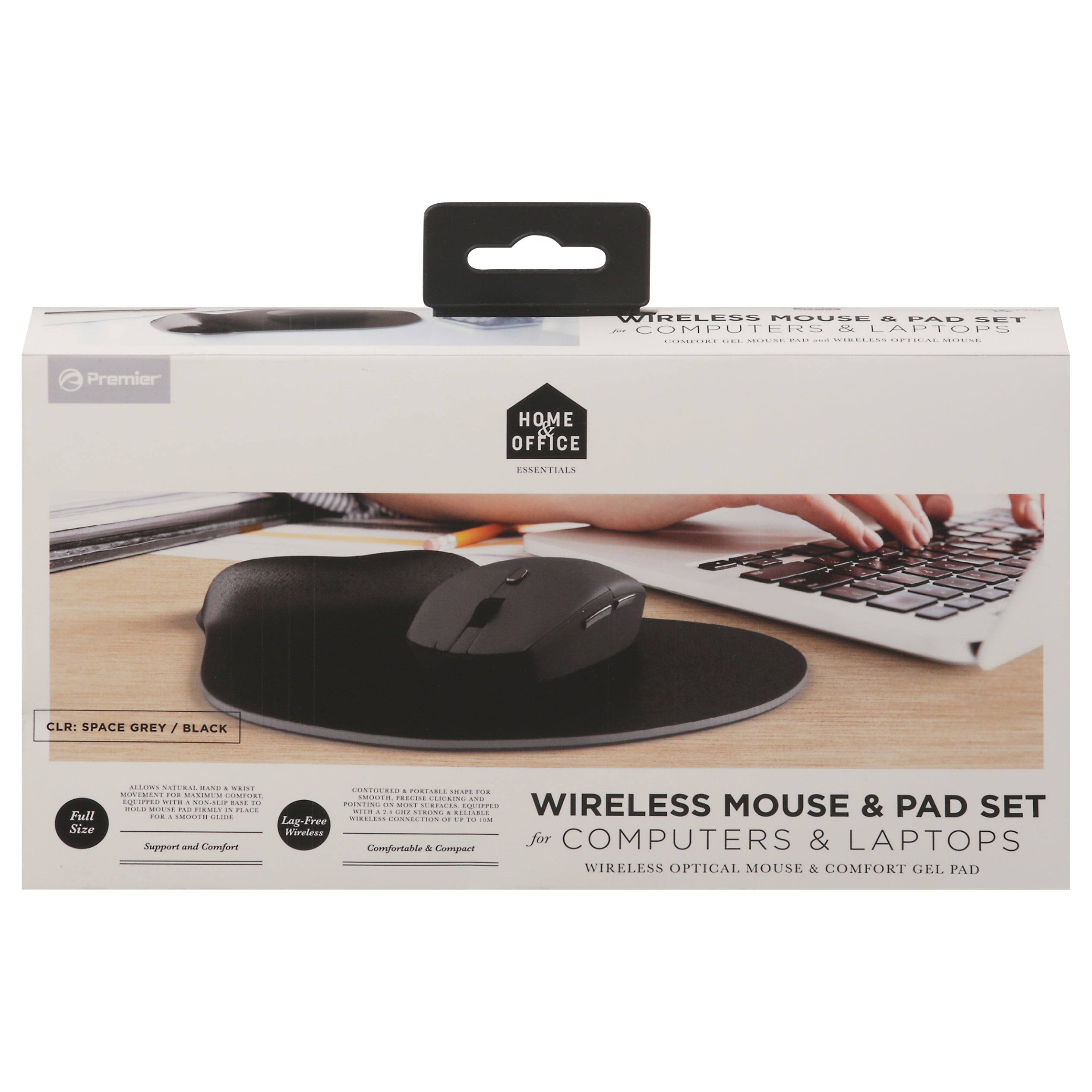 Home & Office Essentials Space Grey/Black Wireless Mouse & Pad Set 1 Set - Case of 1