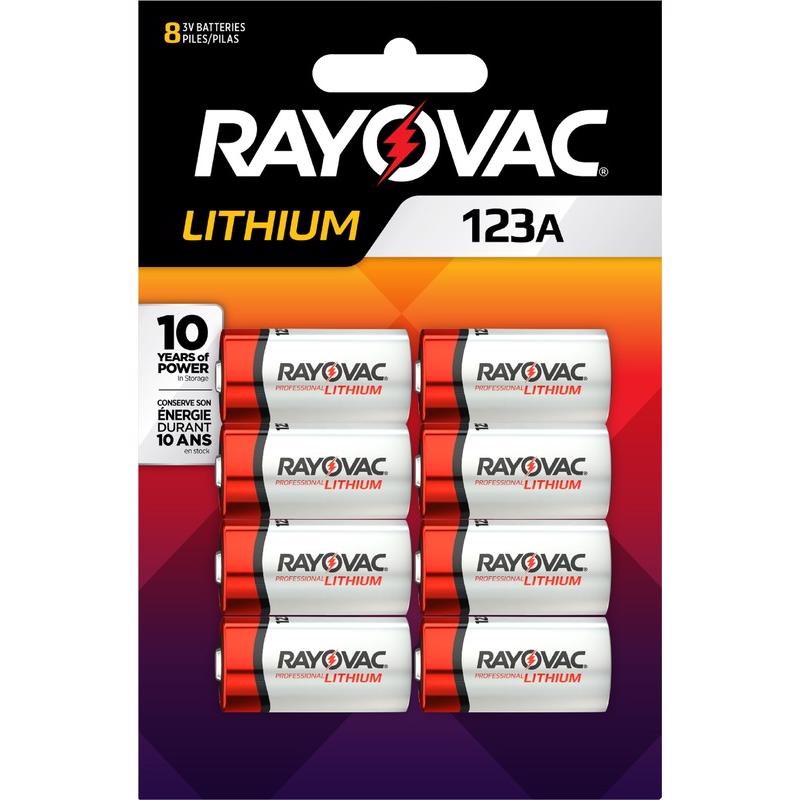 RAYOVAC - Rayovac Lithium 123A 3 V Camera Battery 123A 8 pk