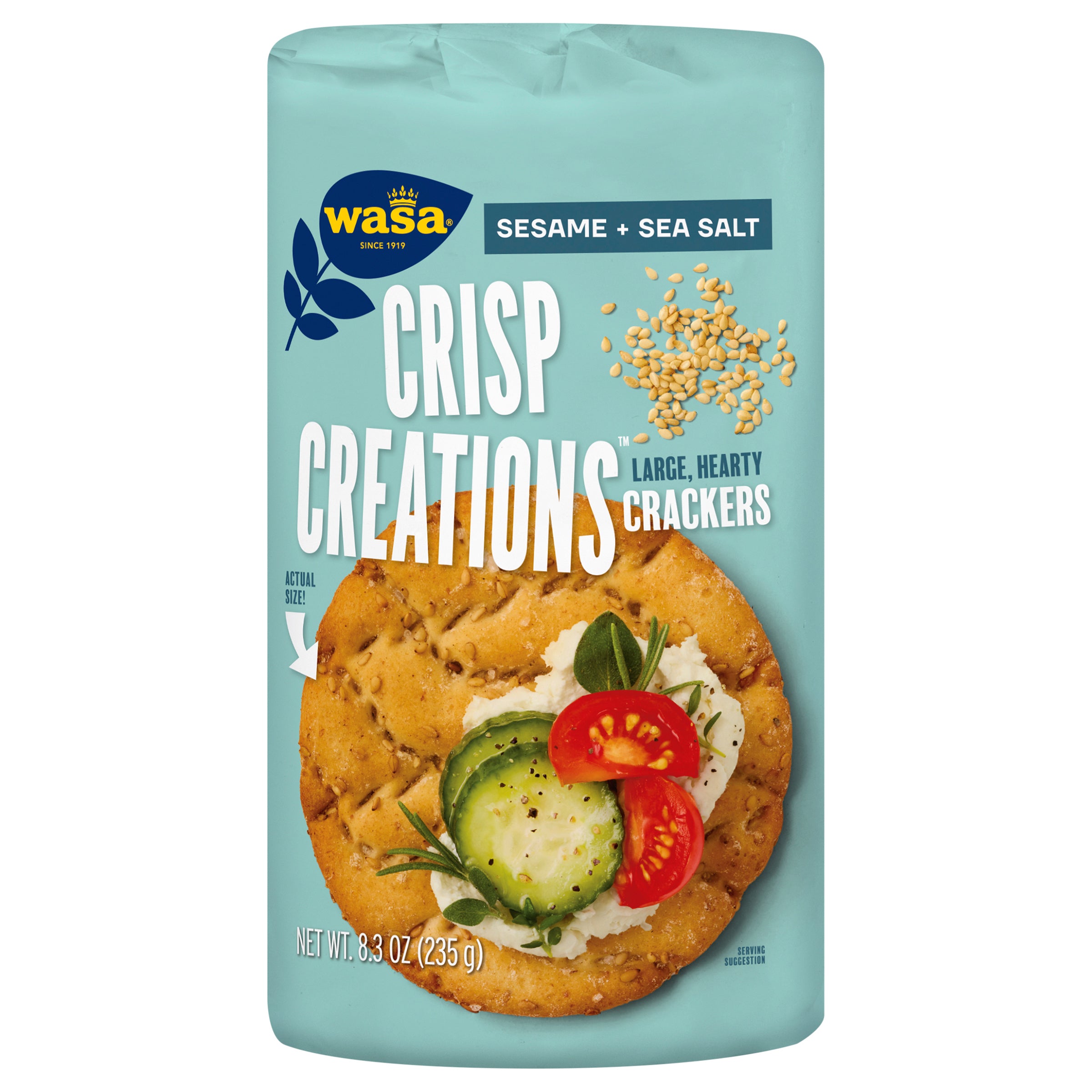 Wasa Crisp Creations Sesame + Sea Salt Large Crackers 8.3 oz - Case of 8