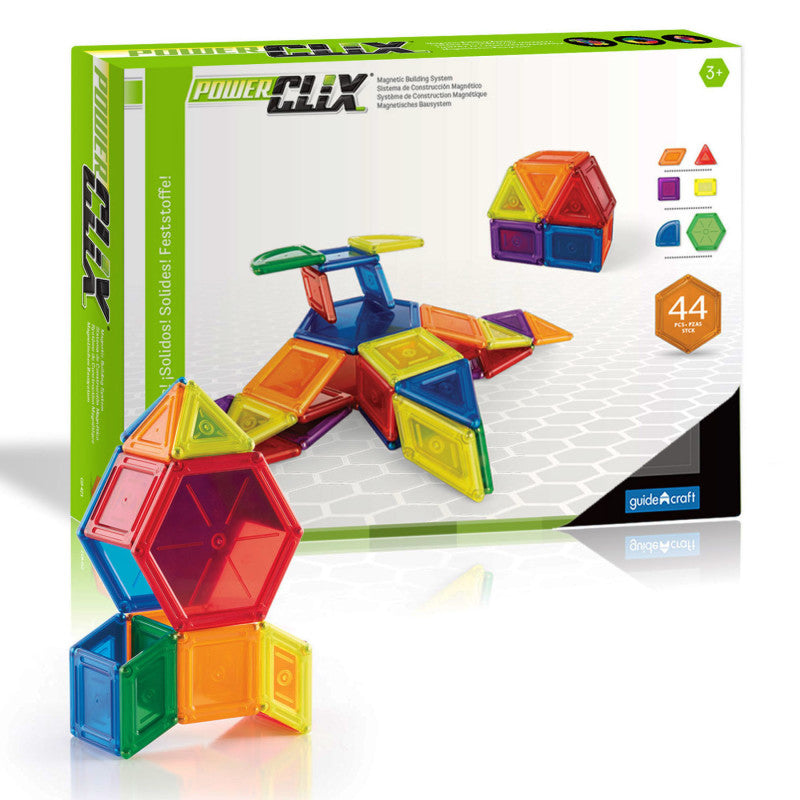 GUIDECRAFT - PowerClix® Solids, Magnetic Building Set, 44 Pieces