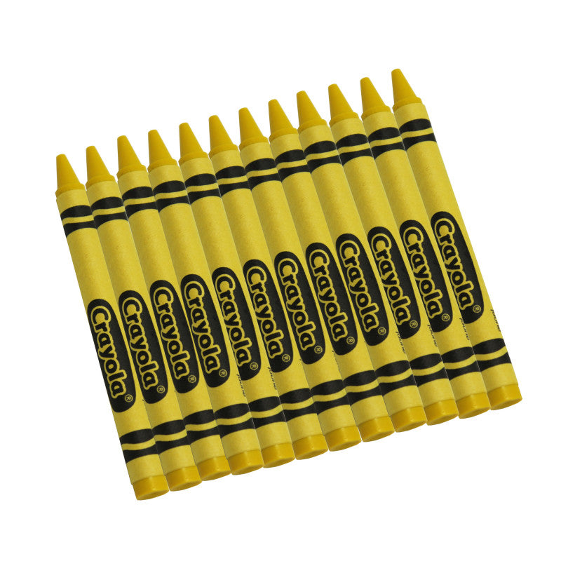 Single Color Bulk Crayons, Regular Size, Yellow, 12 Count