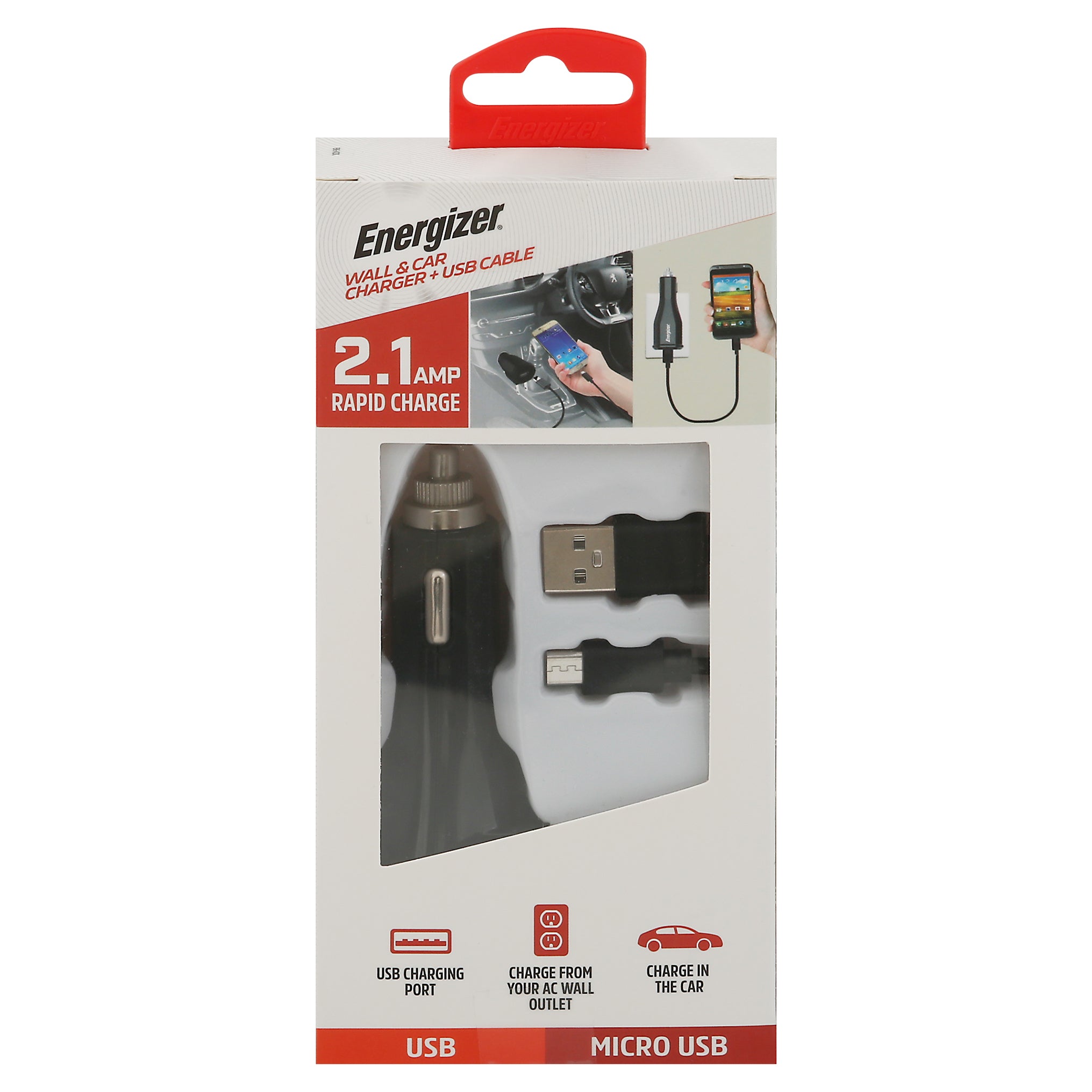 Energizer Micro Wall & Car Charger + USB Cable 1 ea - Case of 1
