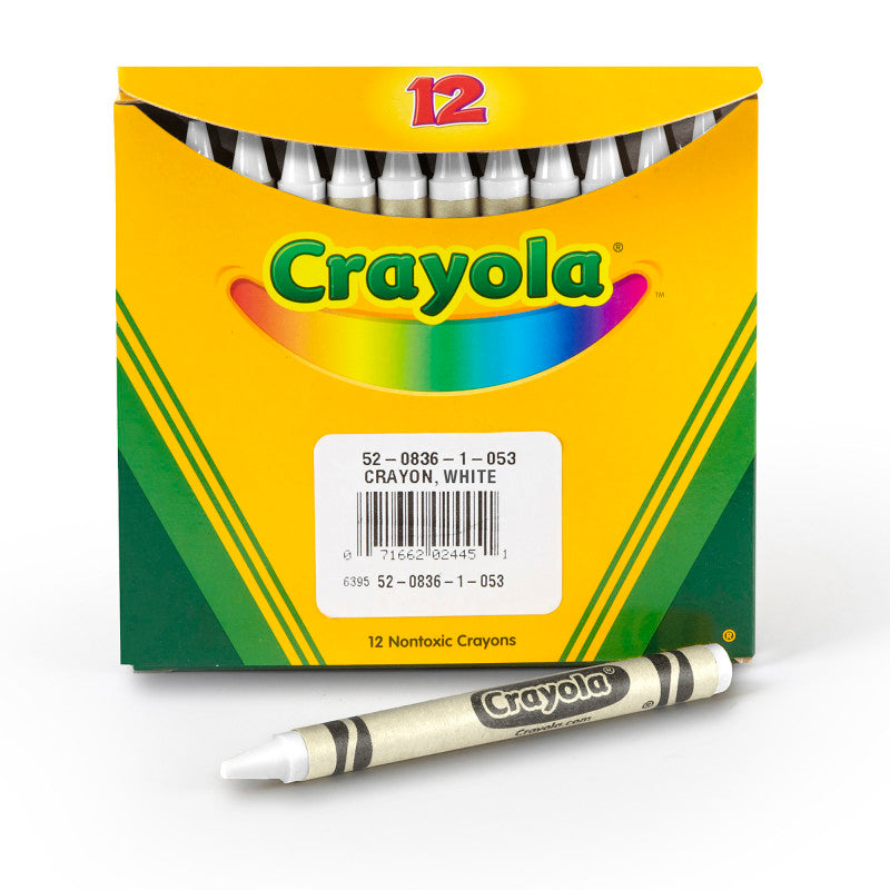 Single Color Bulk Crayons, Regular Size, White, 12 Count