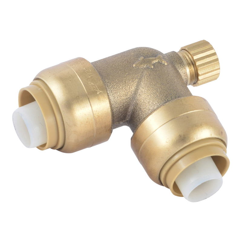 SHARKBITE - SharkBite 1/2 in. Push-to-Connect X 1/2 in. D Brass 90 Degree Elbow with Drain