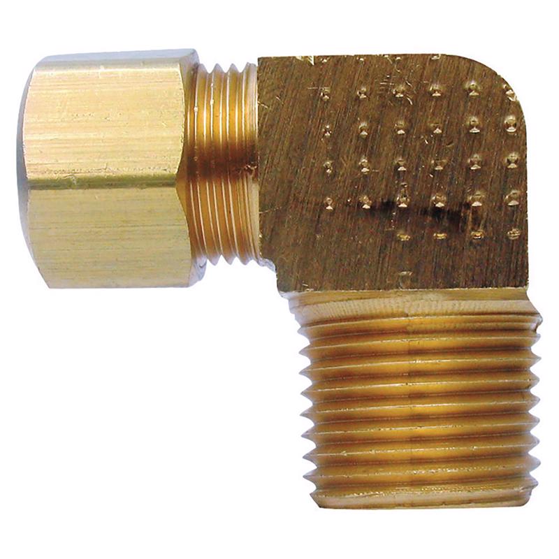 0 - 1/4 in. Compression X 1/4 in. D MPT Brass 90 Degree Elbow - Case of 5