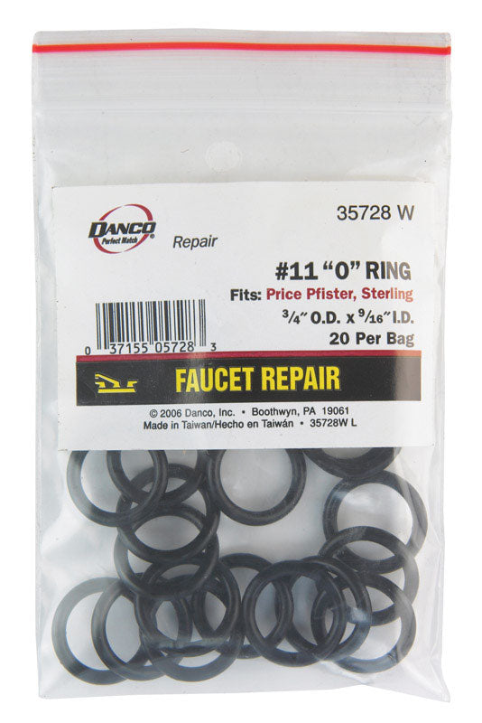 DANCO - Danco 3/4 in. D X 9/16 in. D Rubber O-Ring 20 pk