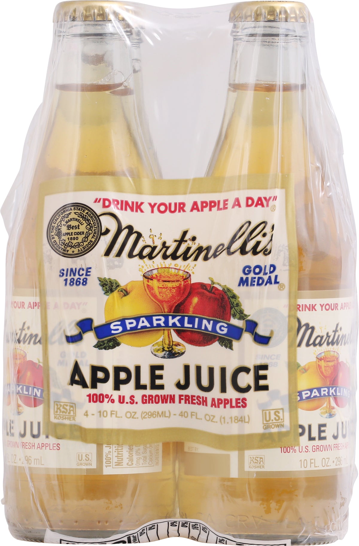 Martinelli's Sparkling Apple Juice 4 Bottles 10 fl oz Bottle 4 ea - Case of 6