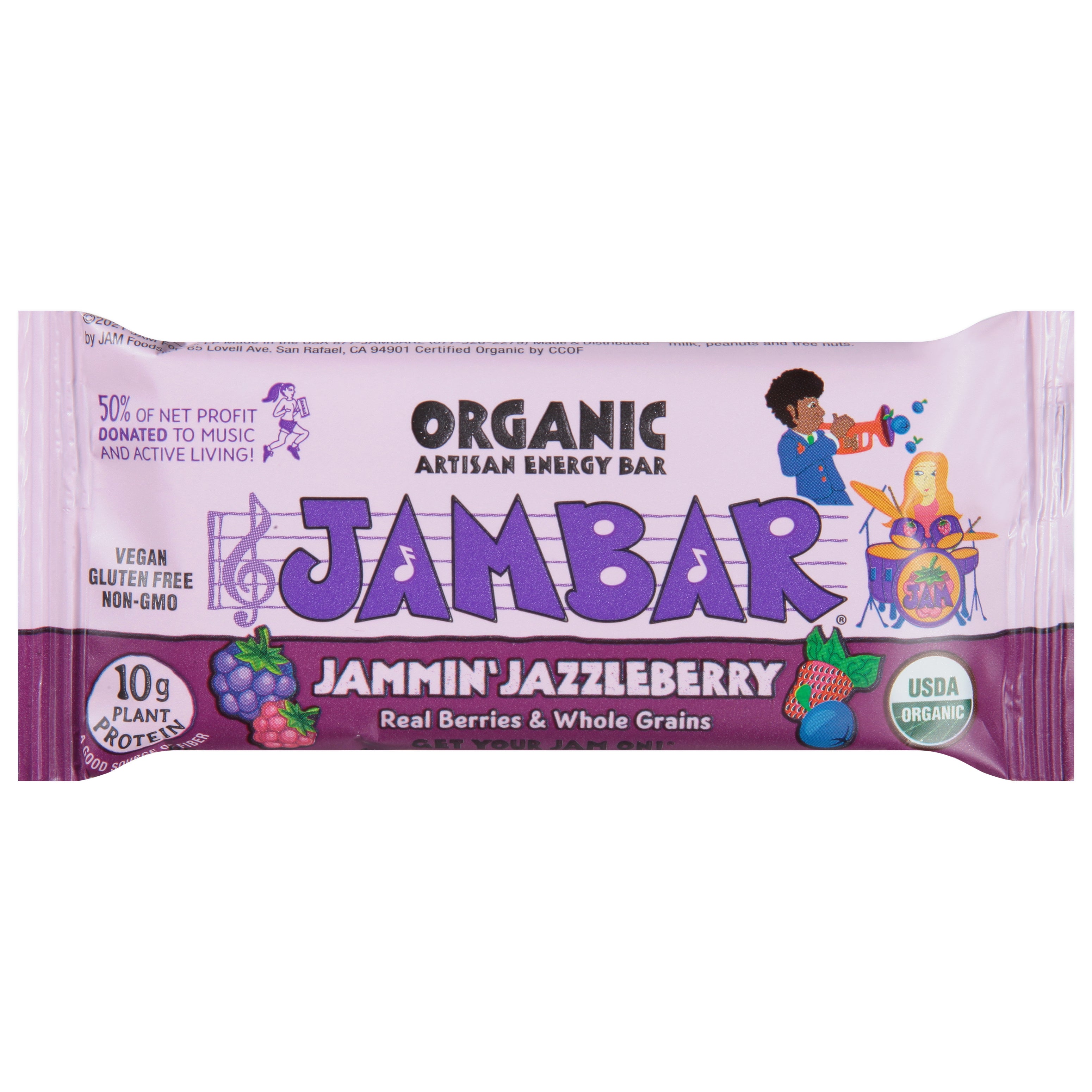Jambar Organic Artisan Jammin' Jazzleberry Energy Bar 2.12 oz - Case of 12