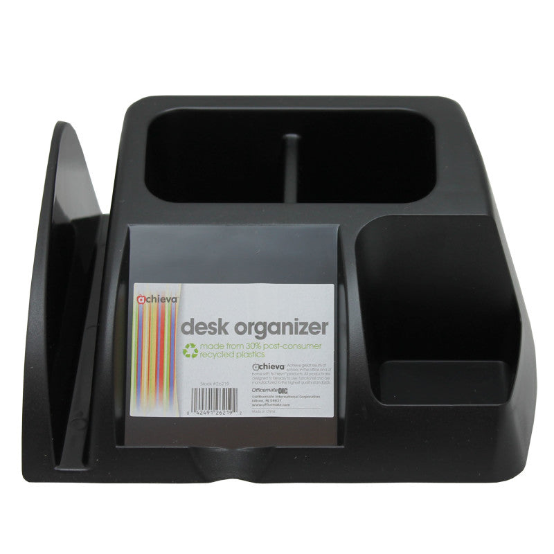 Achieva® Recycled Desk Organizer, Black