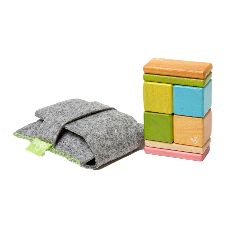 TEGU - Magnetic Wooden Blocks, 8-Piece Pocket Pouch, Tints