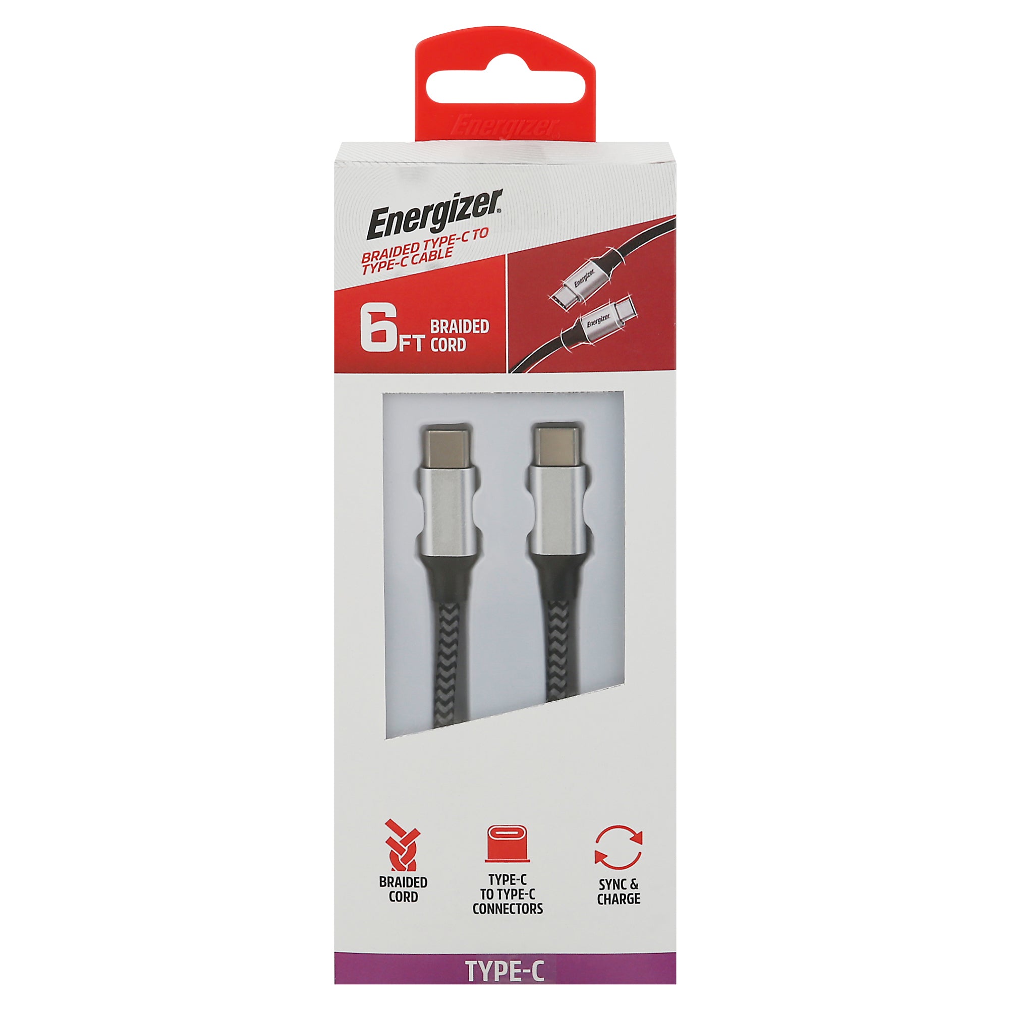 Energizer 6 Feet Braided Cord Type-C Cable 1 ea - Case of 6