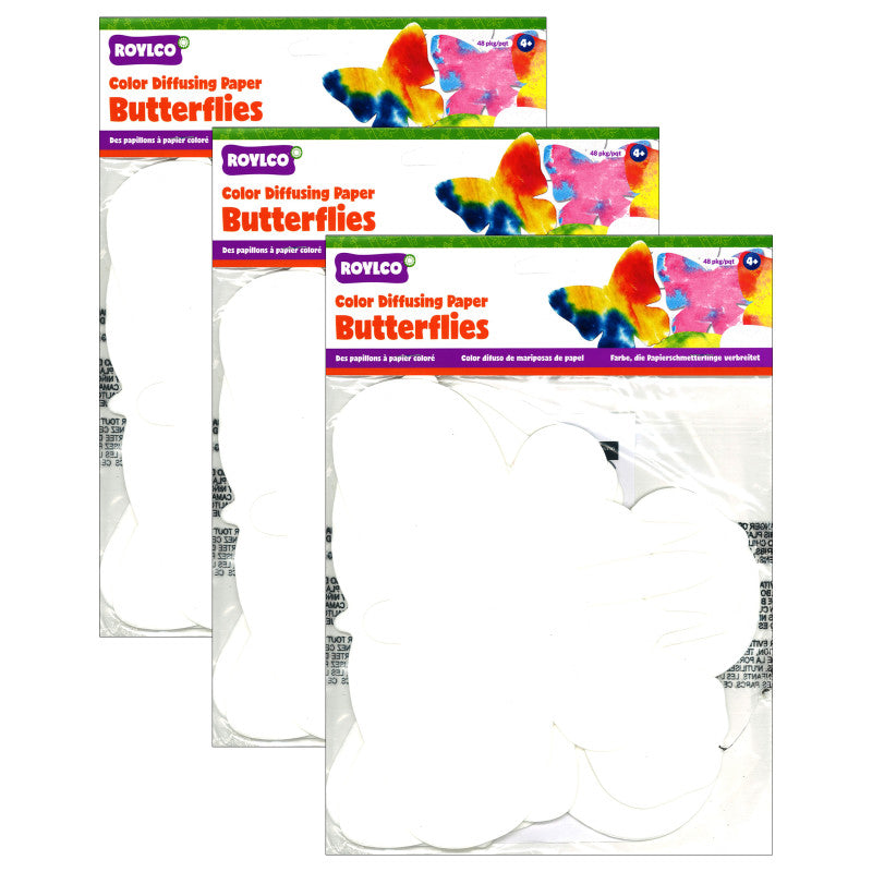 ROYLCO - Color Diffusing Paper Butterflies, 48 Per Pack, 3 Packs