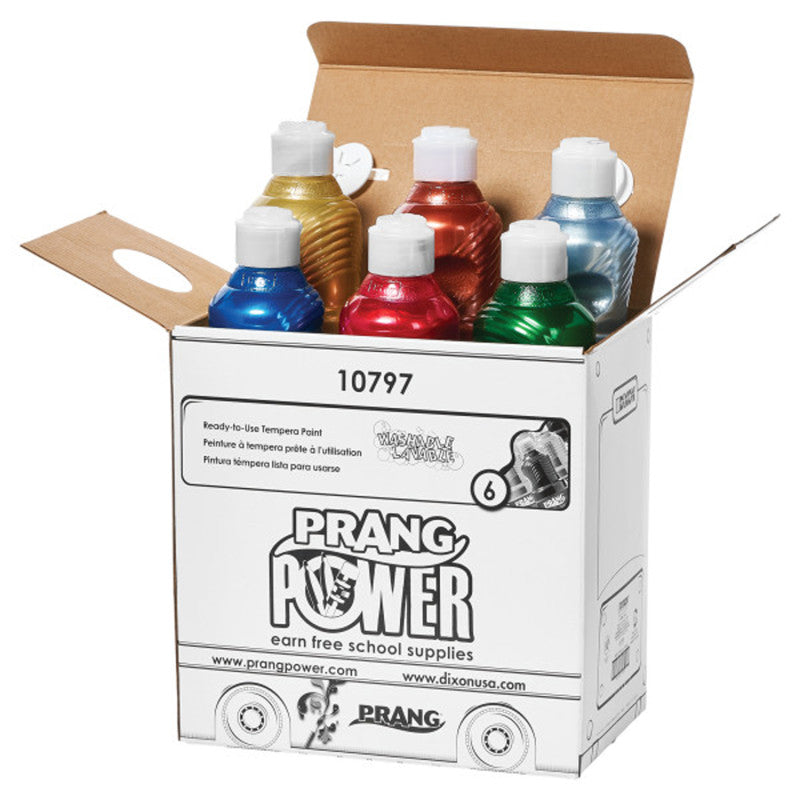 PRANG - Washable Ready-to-Use Tempera Paint, 16 oz, Metallic, 6 Colors