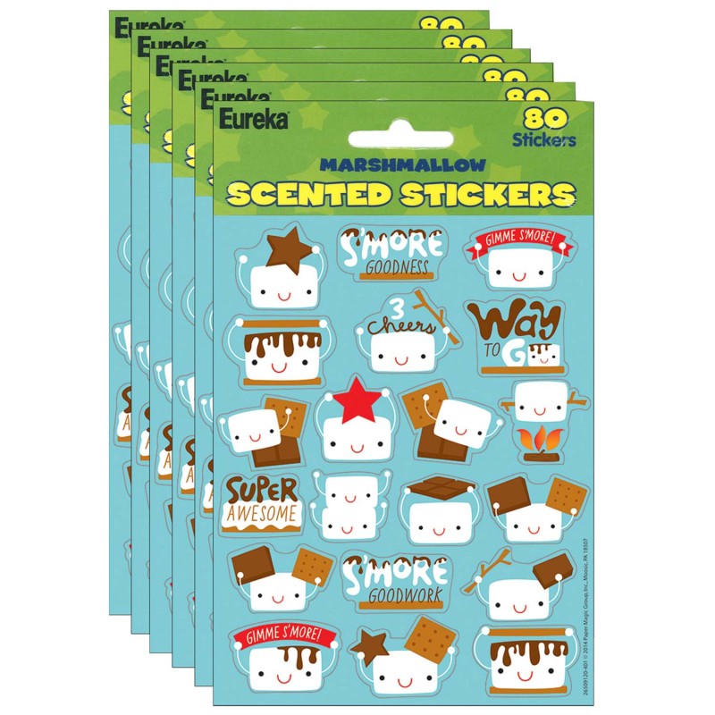 EUREKA - Marshmallow Scented Stickers, 80 Per Pack, 6 Packs