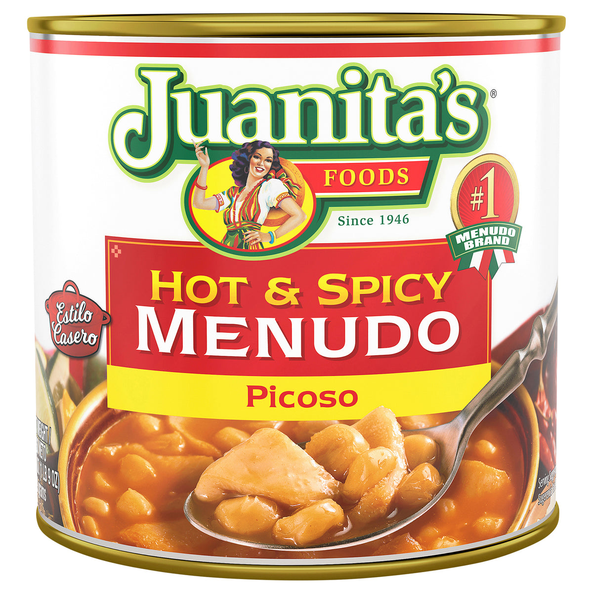 Juanita's Foods Hot & Spicy Menudo, Canned Menudo, 25 oz - Case of 12