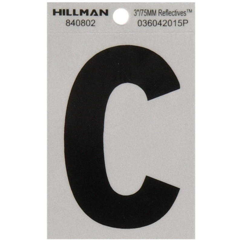 HILLMAN - Hillman 3 in. Reflective Black Vinyl Self-Adhesive Letter C 1 pc - Case of 6