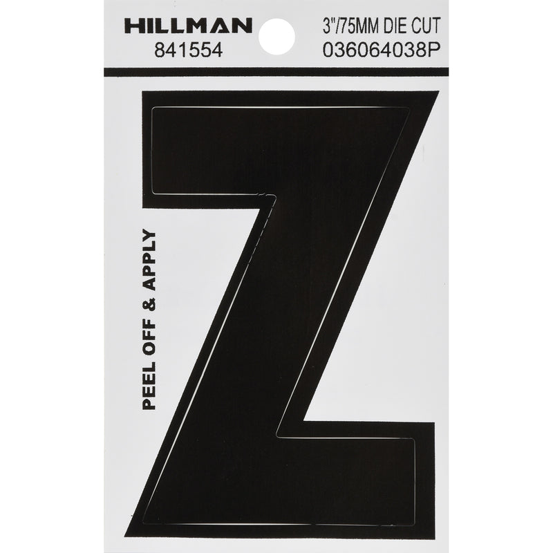 HILLMAN - Hillman 3 in. Black Vinyl Self-Adhesive Letter Z 1 pc - Case of 6