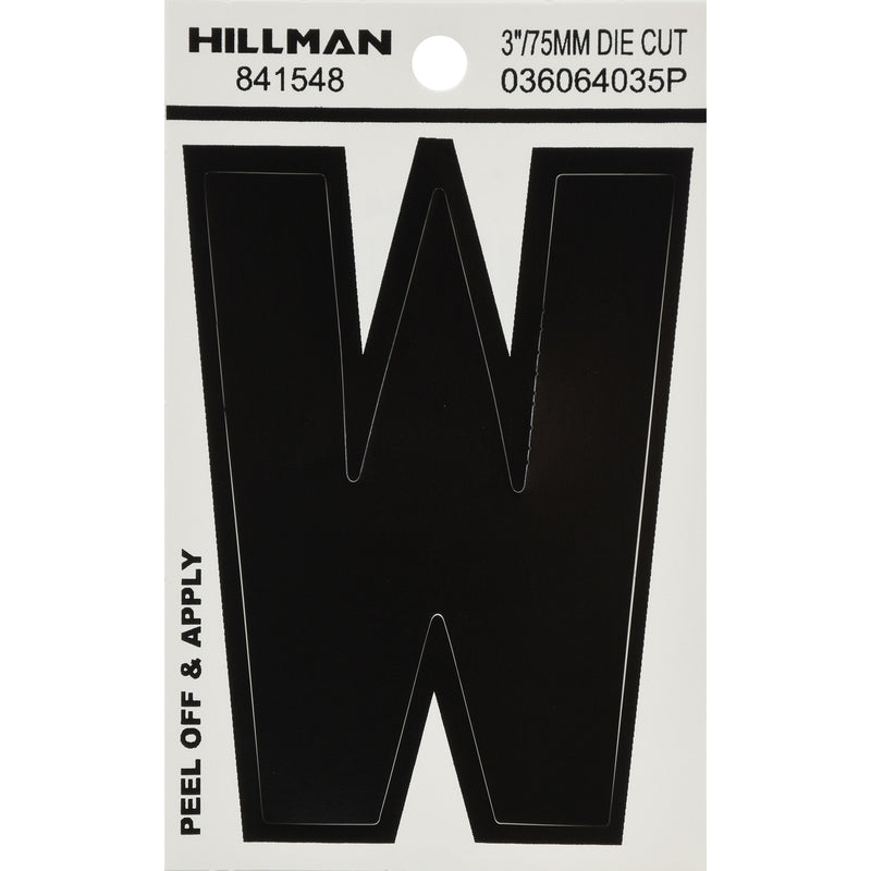 HILLMAN - Hillman 3 in. Black Vinyl Self-Adhesive Letter W 1 pc - Case of 6