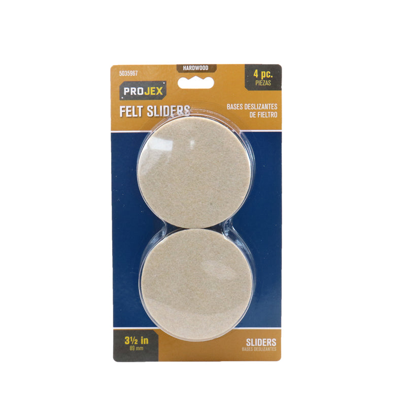 PROJEX - Projex Tan 3-1/2 in. Adhesive Felt Chair Glide 4 pk