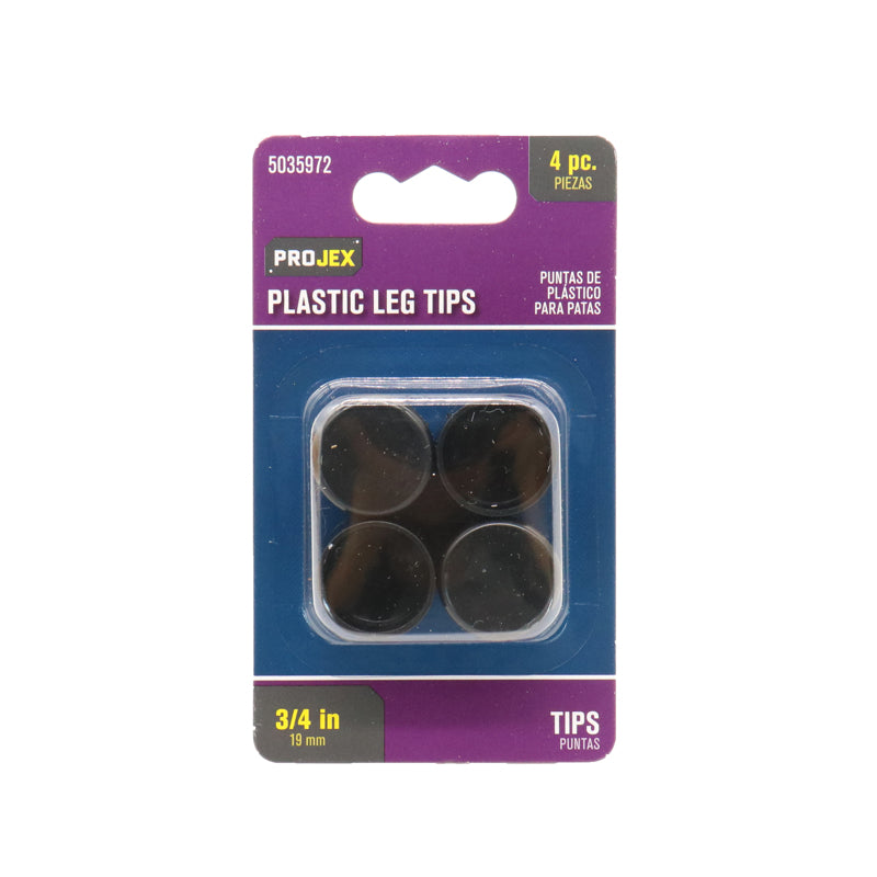 PROJEX - Projex Plastic Leg Tip Black Round 3/4 in. W 4 pk