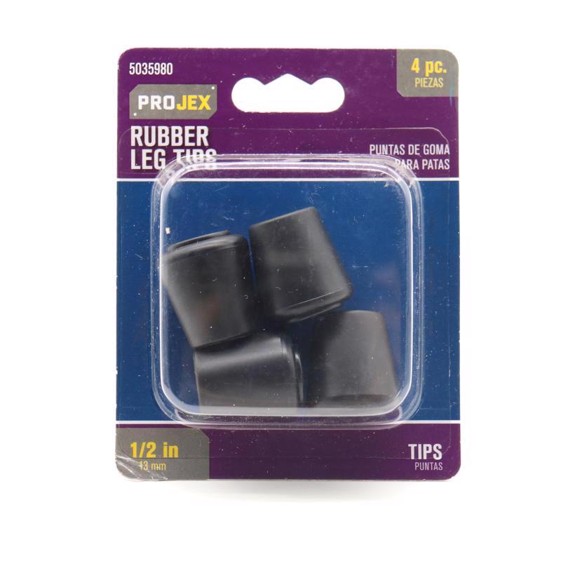 PROJEX - Projex Rubber Leg Tip Black Round 1/2 in. W 4 pk
