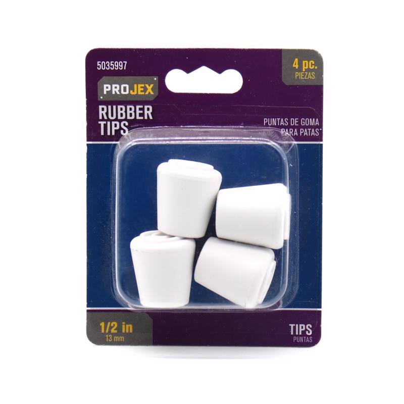 PROJEX - Projex Rubber Leg Tip White Round 1/2 in. W 4 pk