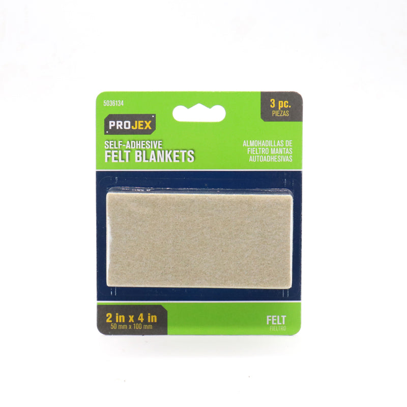 PROJEX - Projex Felt Self Adhesive Blanket Brown Rectangle 2 in. W X 4 in. L 3 pk