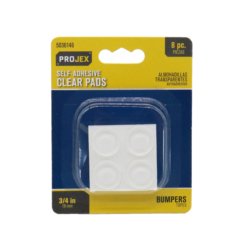 PROJEX - Projex Vinyl Self Adhesive Protective Pad Clear Round 3/4 in. W 8 pk