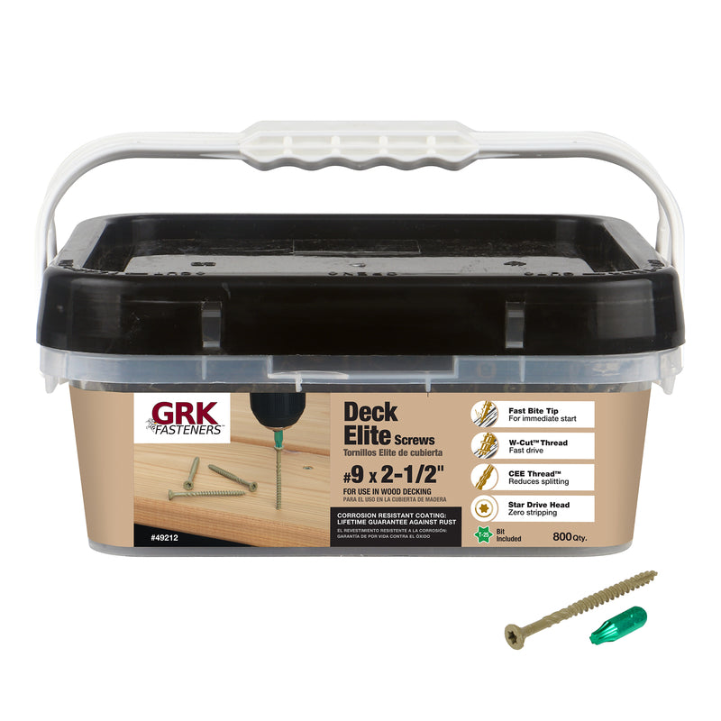 GRK - GRK Fasteners Deck Elite No. 9 X 2-1/2 in. L Tan Star Star Head Deck Screws 800 pk