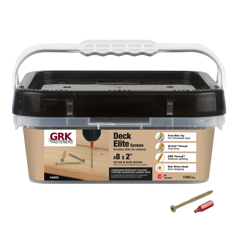 GRK - GRK Fasteners Deck Elite No. 8 X 2 in. L Tan Star Star Head Deck Screws 1080 pk