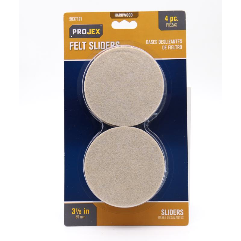 PROJEX - Projex Brown 3-1/2 in. Adhesive Felt Sliding Discs 4 pk