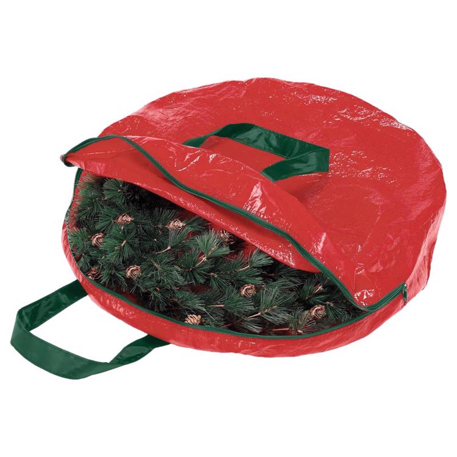 Whitmor Black/Red Wreath Storage Bag 17 H X 8 in. W X 1.8 in. D - Case of 6