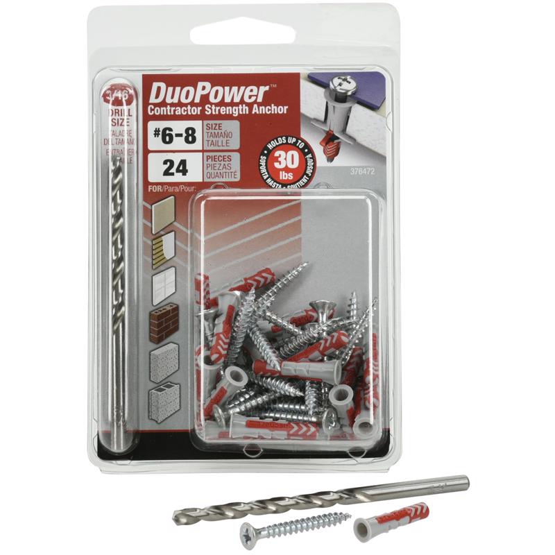 HILLMAN - DuoPower Nylon Round Head Screw and Anchor 24 pk