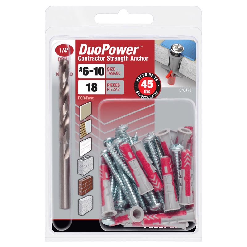 HILLMAN - DuoPower Nylon Round Head Screw and Anchor 18 pk