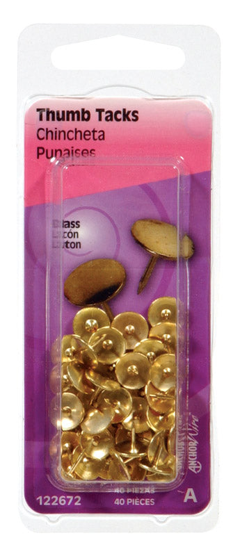 HILLMAN - Hillman Yellow Push Pins 40 pk - Case of 6