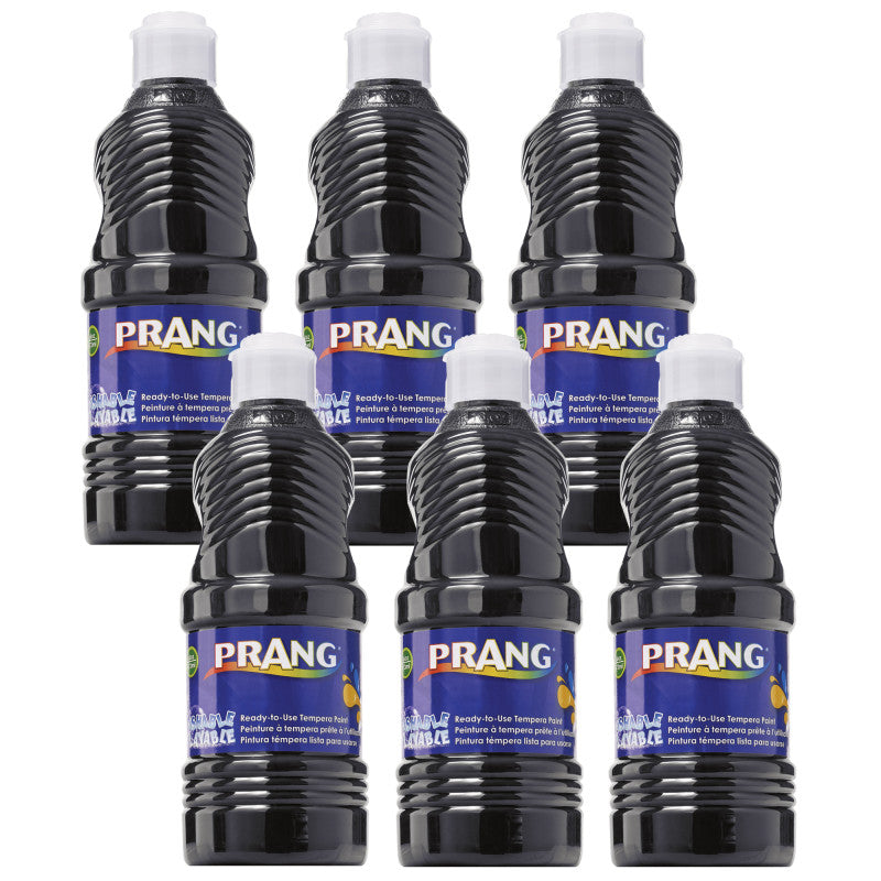 PRANG - Washable Tempera Paint, Black, 16 oz, Pack of 6
