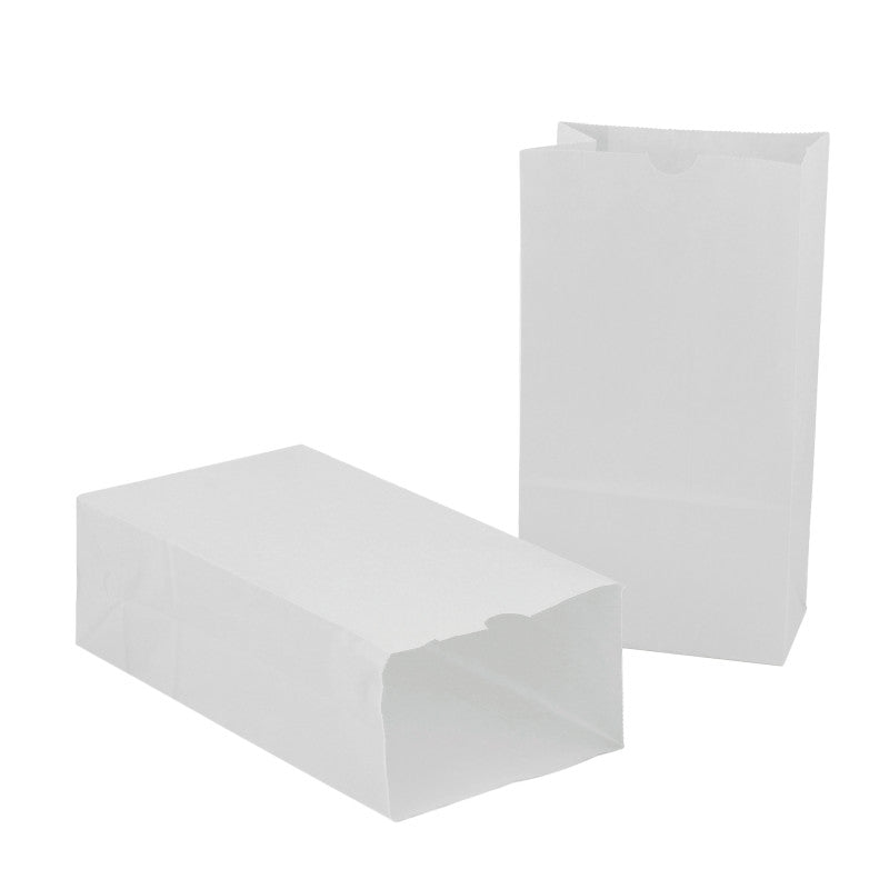 HYGLOSS - Large Gusseted Paper Bags, 6" x 3.5" x 11", White, 100 Per Pack, 2 Packs